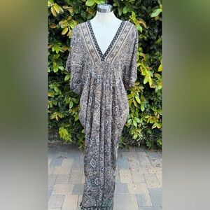 Karma Highway Paisley V-Neck Kaftan Dress
